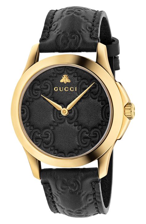 black gucci watch women& 39|gucci watch black leather strap.